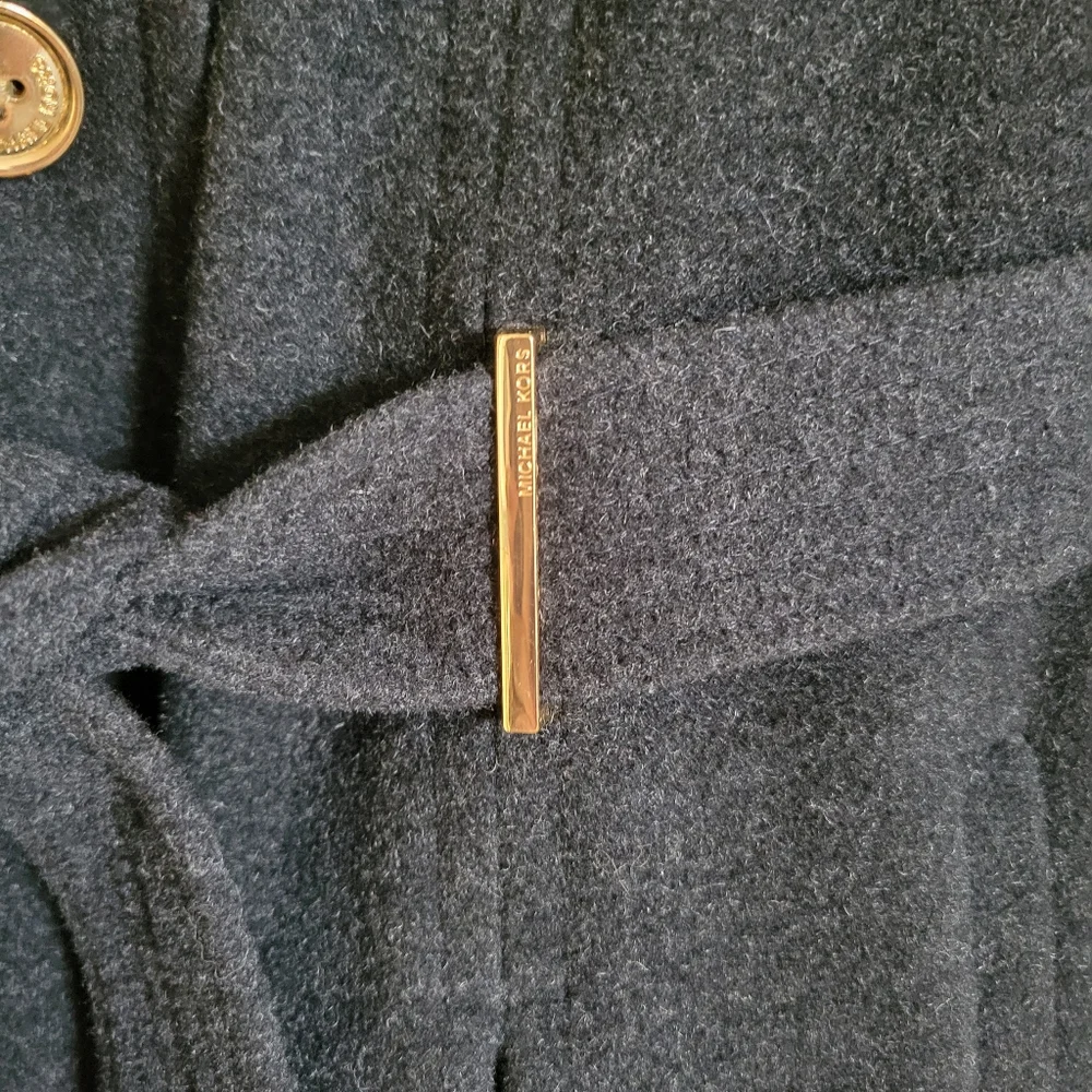 Michael Kors Womens Charcoal Gray Wool Blend Trench Coat Sz 16W - Picture 11 of 13
